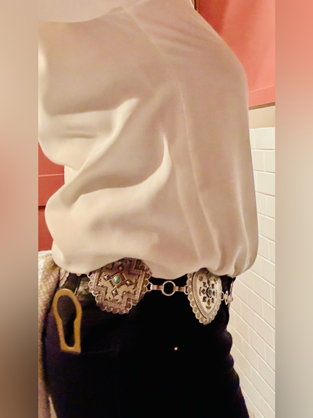 Angel Ranch Women’s Silver Heart, Square Concho Belt - Picture 6 of 6